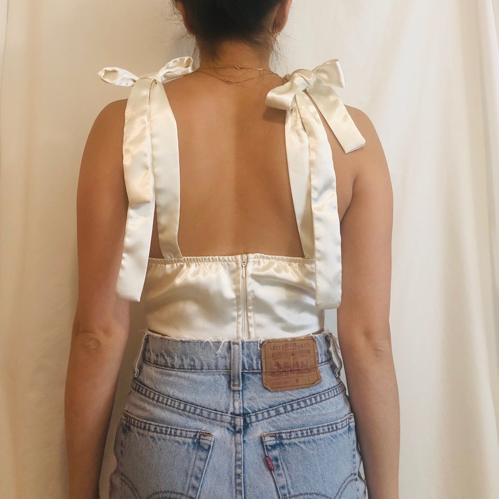 NastyGal Ties Satin Cropped Top